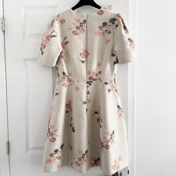 CO Pink Floral Jacquard Dress in Beige, size Medium (Fits size Small) - Picture 7 of 10